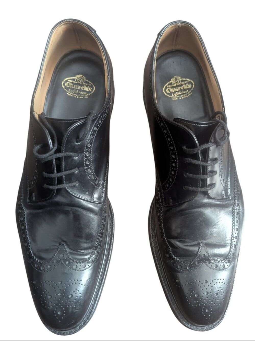 Church's Black Leather Wingtip Derby Brogues - Men